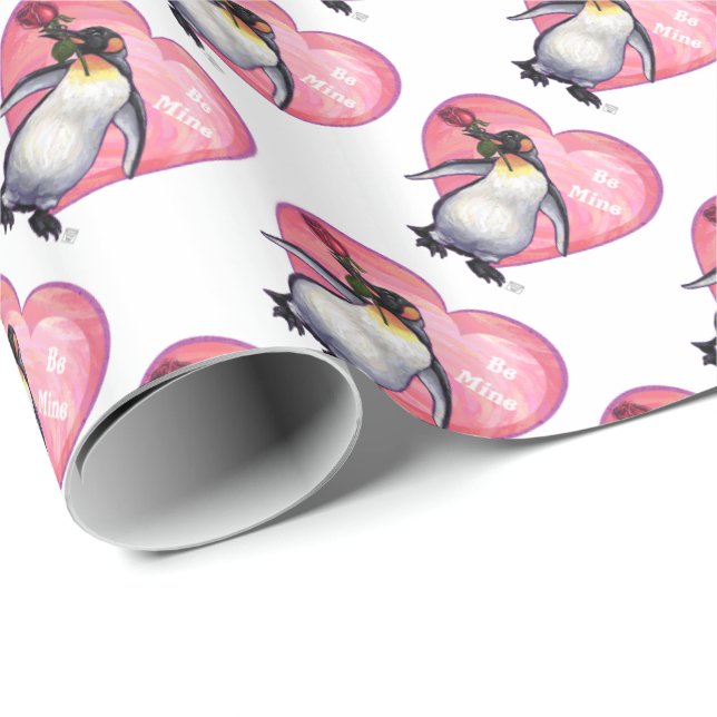 Papel De Regalo El día de San Valentín Penguin (Esquina del rollo)