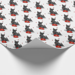 Papel De Regalo El día de San Valentín (rojo) Scottie Dog (negro) 