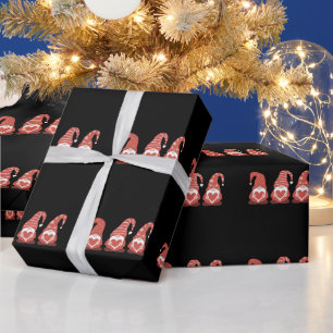 Papel De Regalo El día de San Valentín Tres Gnomes De Cuta Con Cor