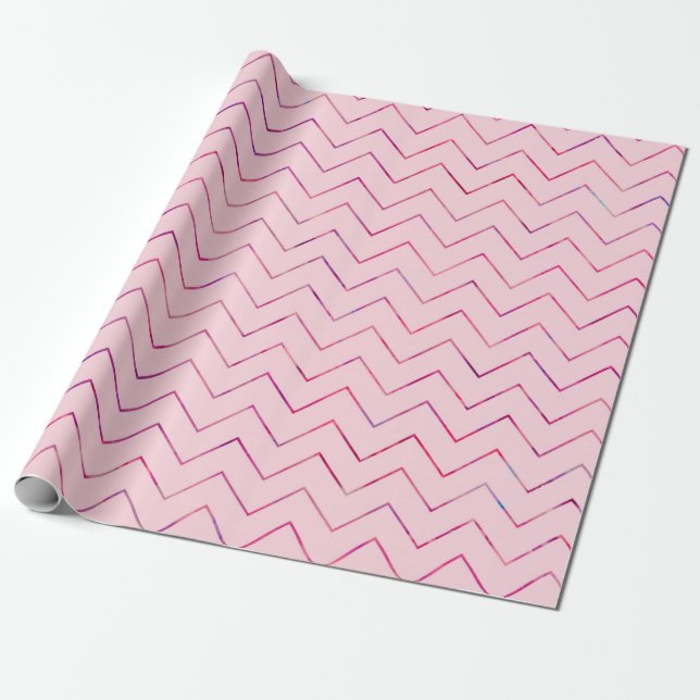 Papel De Regalo El día de San Valentín Zig-zag rosa (Desenrollado)