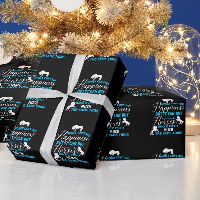 Papel De Regalo El dinero puede comprar caballos Azul (Vacaciones)