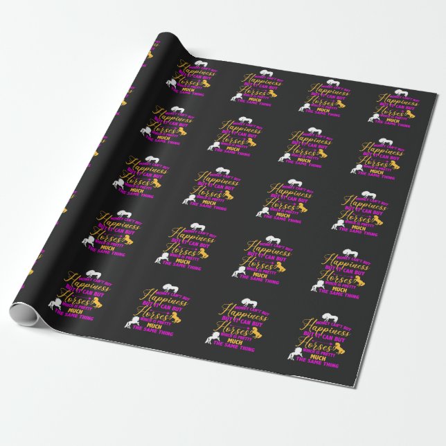 Papel De Regalo El dinero puede comprar caballos morado amarillo (Desenrollado)