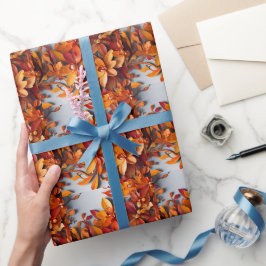 Papel De Regalo El diseño de patrón floral naranja