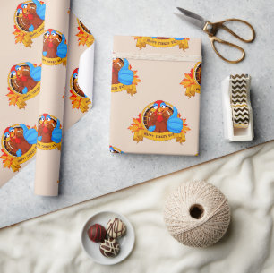 Papel De Regalo El divertido diseño de Acción de Gracias al estilo