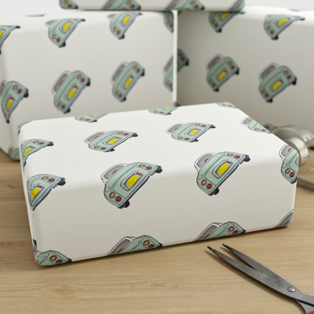 Papel De Regalo El divertido tráfico de coches del Figaro verde es (Fun figgy wrapping paper for your emerald green figaro gifts)