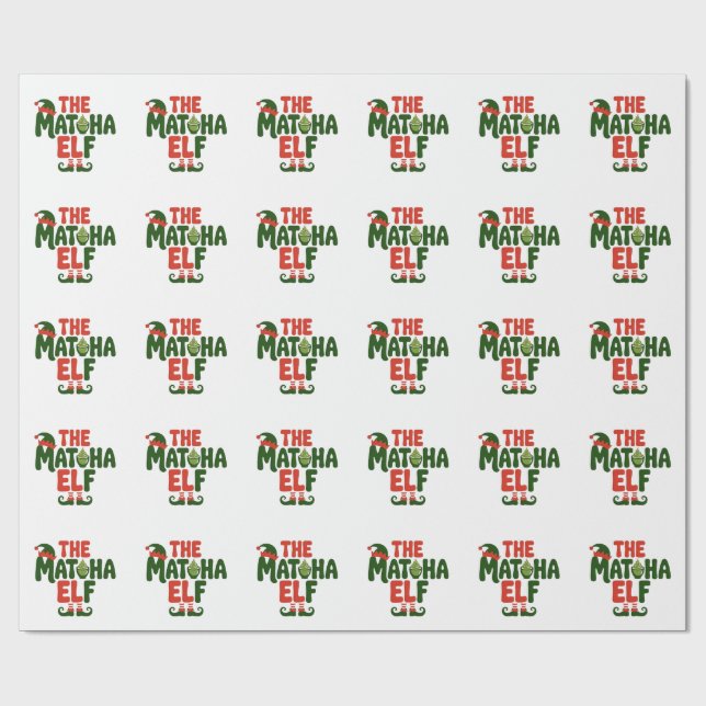 Papel De Regalo El Duende de Matcha Divertido Bebida de Navidad de (Superficie plana)