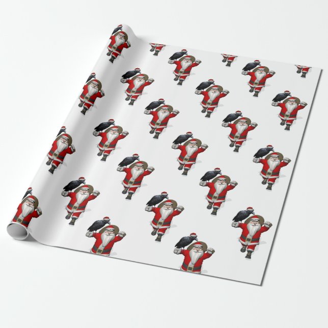 Papel De Regalo El dulce Santa Claus ama a Ravens (Desenrollado)