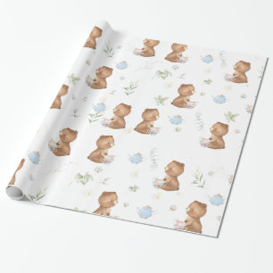 Papel De Regalo El dulce Teddy lleva té Fiesta de té por dos cum