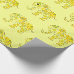 Papel De Regalo El elefante florece amarillo