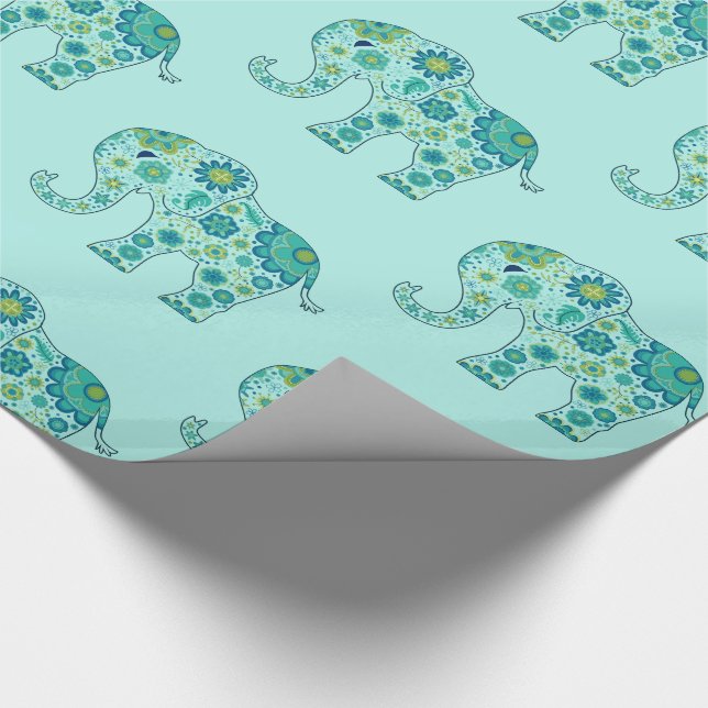 Papel De Regalo El elefante florece el trullo (Esquina)