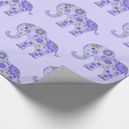 Papel De Regalo El elefante florece púrpura