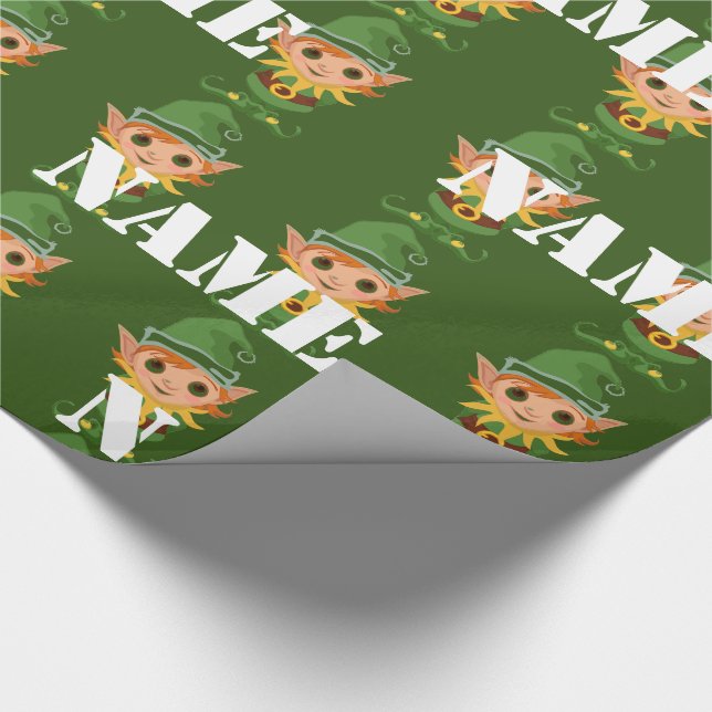 Papel De Regalo El elfo de los Navidades infantiles personalizados (Esquina)