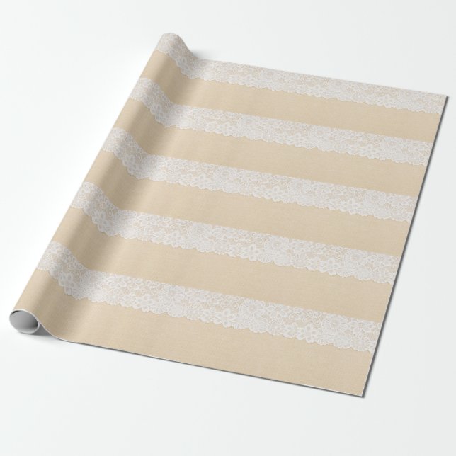 Papel De Regalo El encaje blanco sobre el diseño de tela. (Desenrollado)