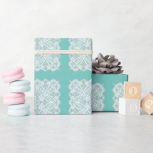 Papel De Regalo El encaje tiene un aspecto verde azulado de época 