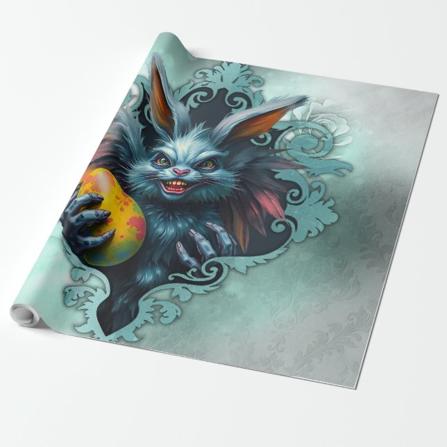 Papel De Regalo El espeluznante conejo de Pascua, (Desenrollado)