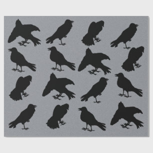 Papel De Regalo El espeluznante Raven Silhouettes Halloween gótico