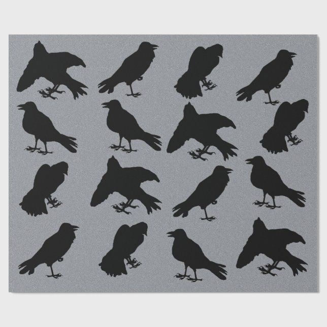 Papel De Regalo El espeluznante Raven Silhouettes Halloween gótico (Superficie plana)