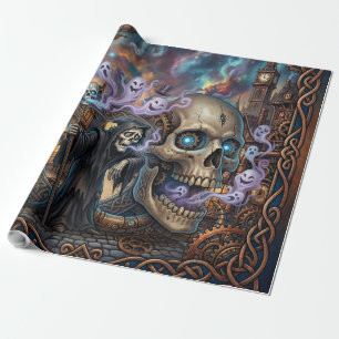 Papel De Regalo El Esqueleto Divertido – Fantasía Celta Steampunk.