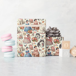 Papel De Regalo El esquimal estadounidense retro sin foco