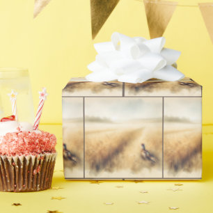 Papel De Regalo El faisán otoñal en el campo del trigo