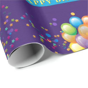 Papel De Regalo El feliz cumpleaños hincha púrpura