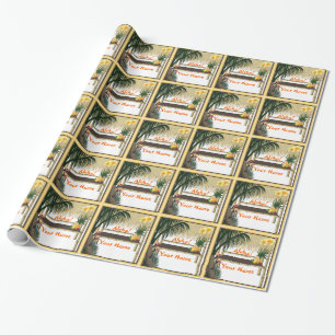 Papel De Regalo El Fiesta de Luau Tropical Tiki Hut Wrap