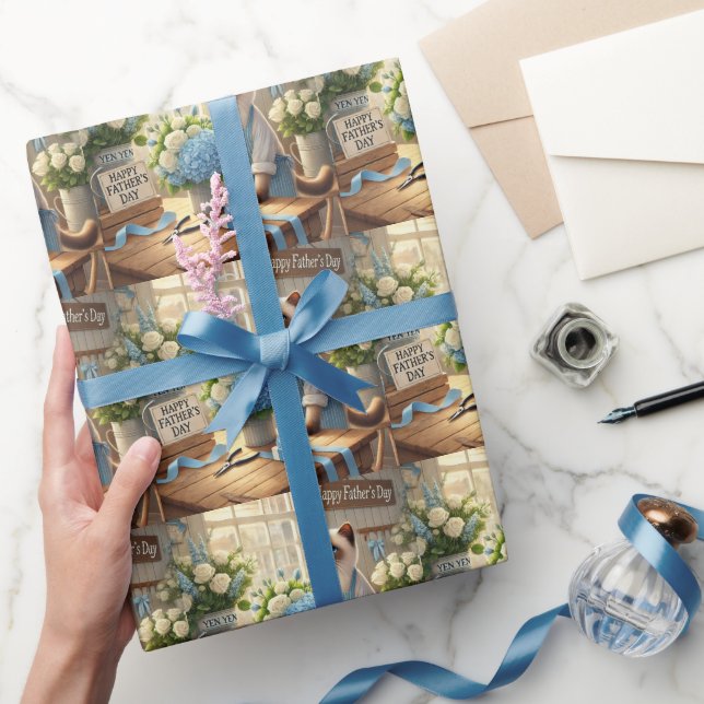 Papel De Regalo El gato ama los deseos del día del padre para los  (Regalar)