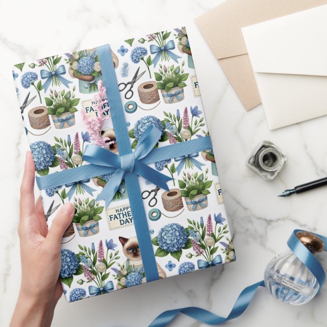 Papel De Regalo El gato ama los deseos del día del padre para los  (Regalar)