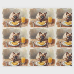 Papel De Regalo El gato está desayunando 