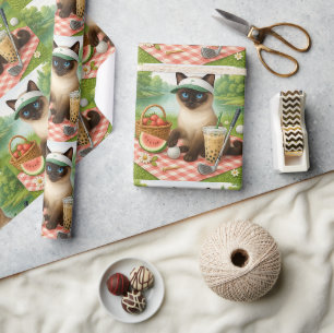 Papel De Regalo El gato Golfer es picnic en el jardín