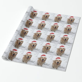 Papel De Regalo El golden retriever cree navidad