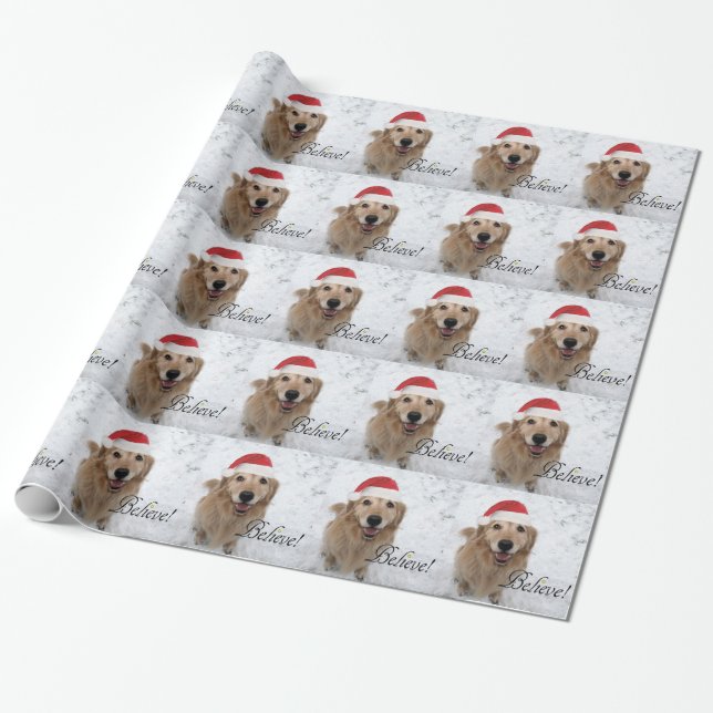 Papel De Regalo El golden retriever cree navidad (Desenrollado)