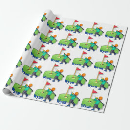 Papel De Regalo El golf personalizado de la emoji embroma