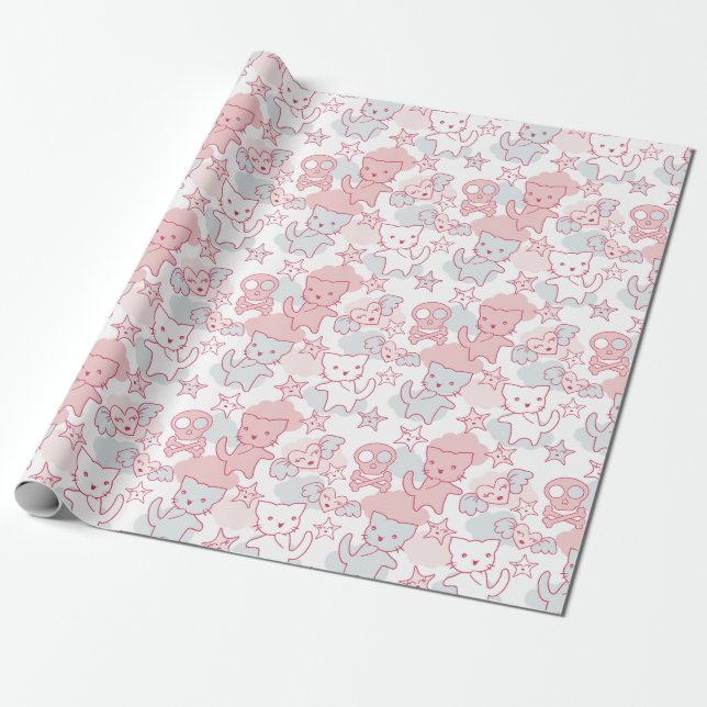 Papel De Regalo El Gótico del gato se desploma como la nube del co (Desenrollado)