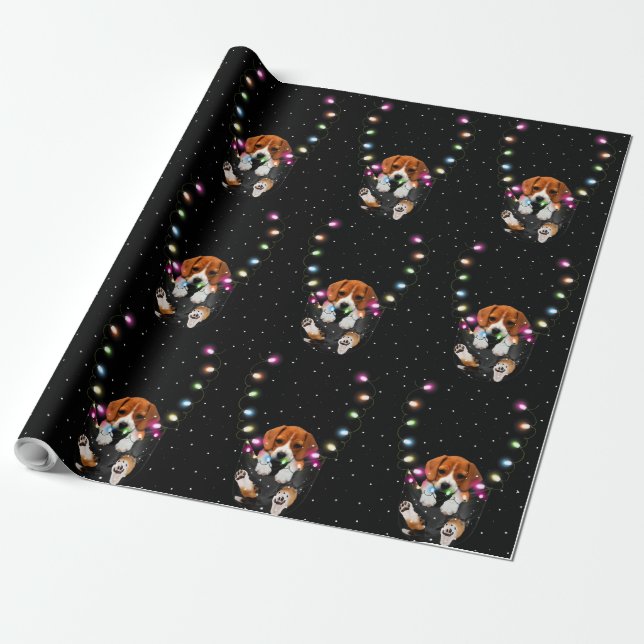 Papel De Regalo El gracioso Beagle en el regalo de los Navidades d (Desenrollado)