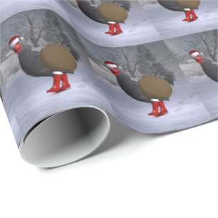Papel De Regalo El gracioso gallo negro de Santa Claus