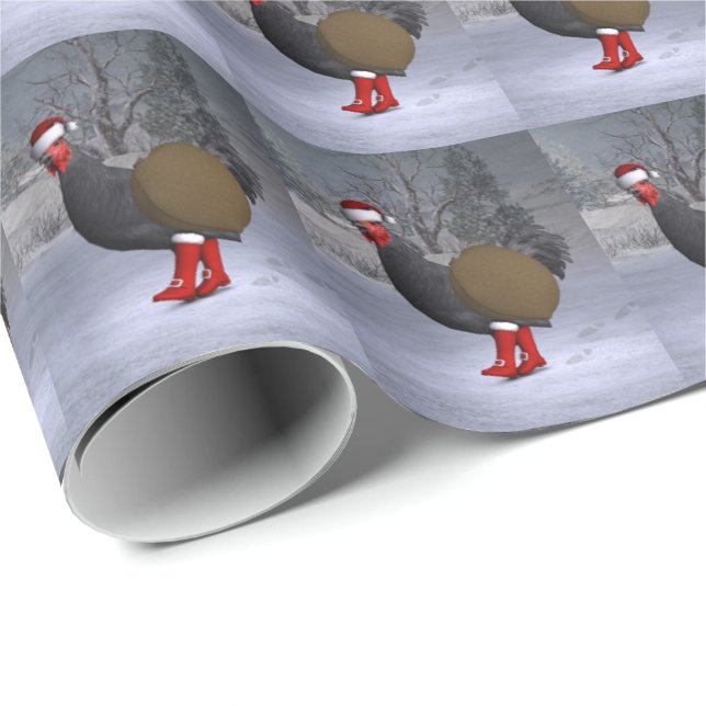 Papel De Regalo El gracioso gallo negro de Santa Claus (Esquina del rollo)