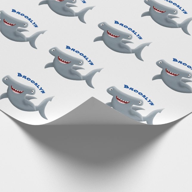 Papel De Regalo El gracioso tiburón martillo personalizado (Esquina)