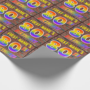 Papel De Regalo ¡El Graffiti Arcoiris Mira El 80º CUMPLEAÑOS! y no