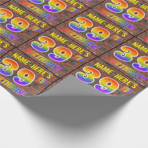 Papel De Regalo ¡El Graffiti Arcoiris Parece 39º CUMPLEAÑOS! y nom