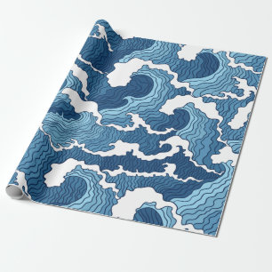 Papel De Regalo El gran patrón azul de ola