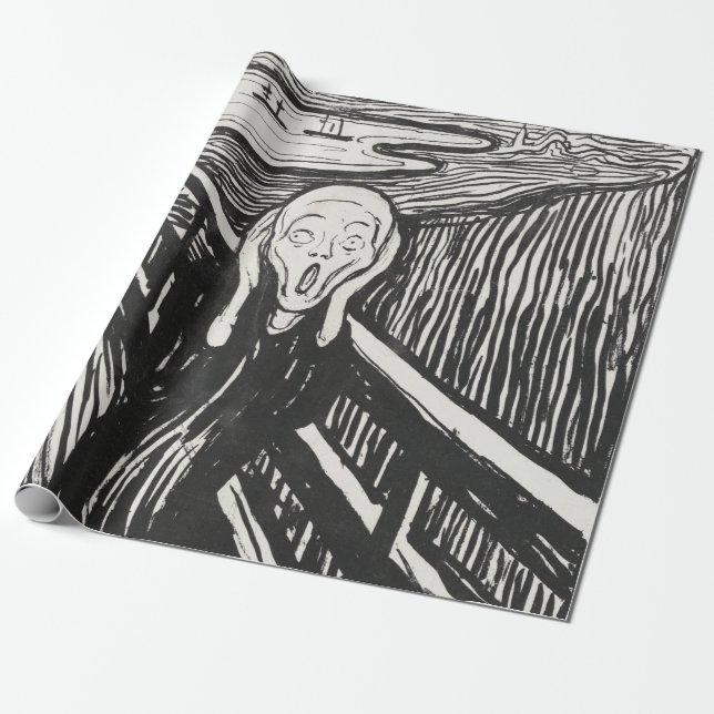 Papel De Regalo El grito de Edvard Munch Black and White (Desenrollado)