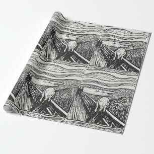 Papel De Regalo El Grito de Edvard Munch Blanco y Negro