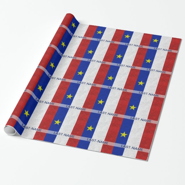 Papel De Regalo El Grunge apenado apellido acadiense de la bandera (Desenrollado)