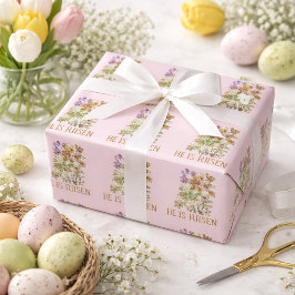 Papel De Regalo Él ha resucitado Floral de Pascua 