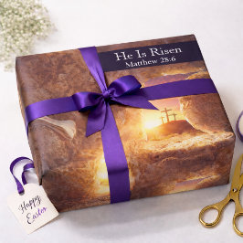 Papel De Regalo Él ha resucitado Tres Cruces Tumba Vacía Pascua