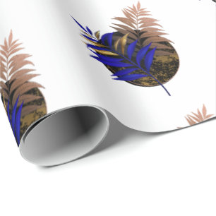 Papel De Regalo El helecho azul en círculo negro