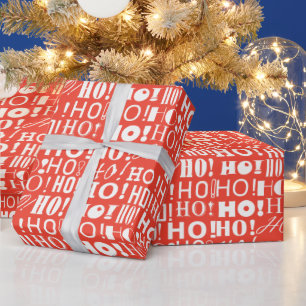 Papel De Regalo ¡El HO Festivo de Santa! ¡Oh! ¡Oh! Saludo en rojo 