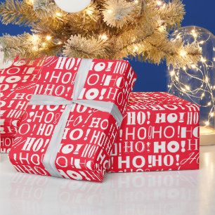 Papel De Regalo ¡El HO Festivo de Santa! ¡Oh! ¡Oh! Saludo, rojo ro