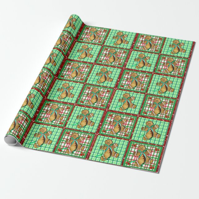 Papel De Regalo El hombre de pan de jengibre lindo remienda el (Desenrollado)